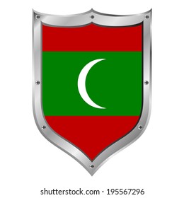 Maldives flag button on a white background. Vector illustration.