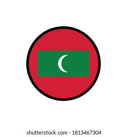 Maldives flag in circle on white background