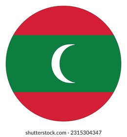 Maldives flag in circle shape. Flag of Maldives in circle shape.