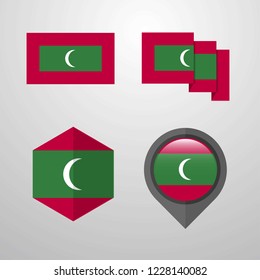 Maldives flag design set vector