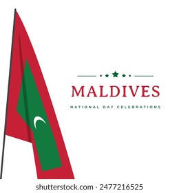 Elemento de bandera de Maldivas. Plantilla gráfica del Día de la Independencia de Maldivas.