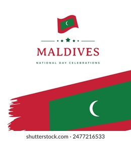 Maldives flag element. Maldives independence day graphics template.
