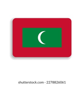 Maldives flag - flat vector rectangle with rounded corners and dropped shadow.