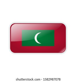 Maldives flag in the form of glossy button can be used for independence day or other events isolated on white background. vector design illustration EPS 10
