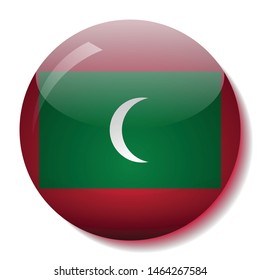 Maldives flag glass button vector illustration