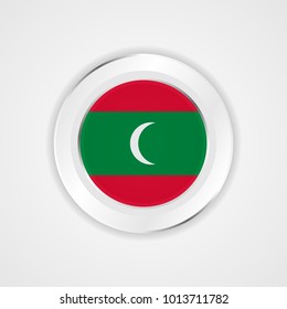Maldives flag in glossy vector icon.