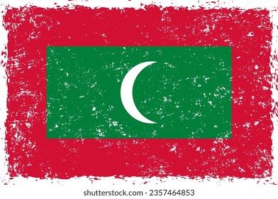 Maldives flag grunge distressed style