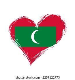 Maldives flag heart-shaped grunge background. Vector illustration.