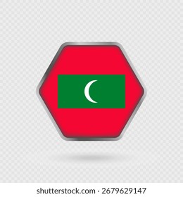 Maldives flag in a hexagon frame.