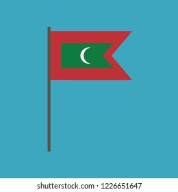 Maldives flag icon in flat design. Independence day or National day holiday concept.