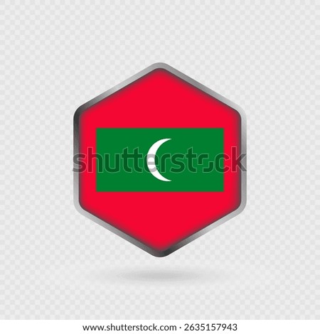Maldives Flag Icon in Hexagon Shape.