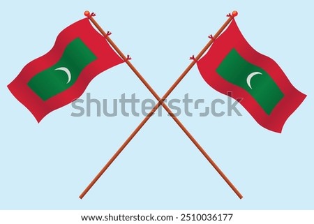 
Maldives Flag icon illustration. For education about the country of Maldives and symbols for Maldives Independence day.