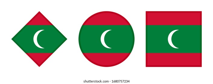 maldives flag icon set, isolated on white background