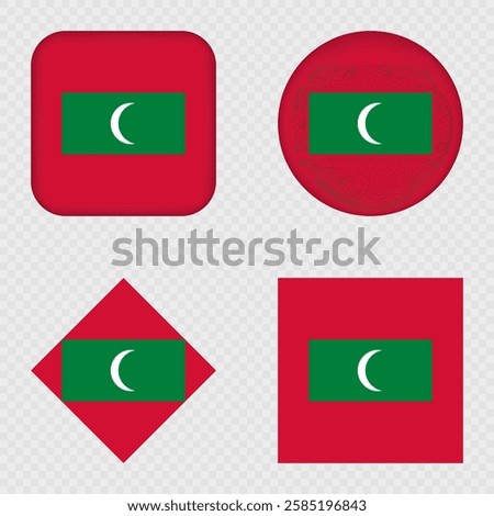 Maldives Flag Icons Pack. Vector illustration.