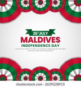Maldives flag for independence day square banner background with realistic flag