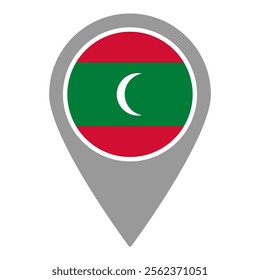 maldives flag location pin, flag application, Flag on Location Pin, graphic design, map pointer, vector illustration.