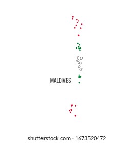 Maldives flag map. The flag of the country in the form of borders. Stock vector illustration isolated on white background.