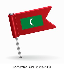 Maldives flag map pointer layout. Vector illustration.