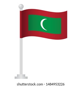 Maldives flag. National flag of Maldives on pole vector 