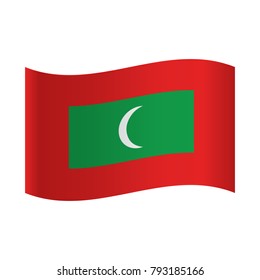 Maldives Flag, National flag of Republic of the Maldives: green rectangle with white crescent moon on red background.