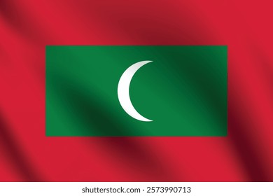 Maldives flag official colors and proportion digital vector illustration. Pleated flag.