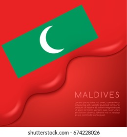 Maldives Flag on Creamy Liquid Dripping : Vector illustration