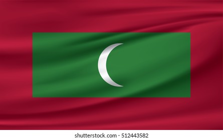 maldives flag on soft and smooth silk texture