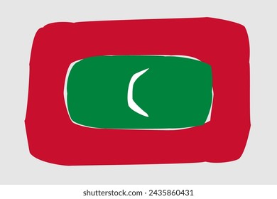 Maldives flag - painted design vector illustration. Vector brush style