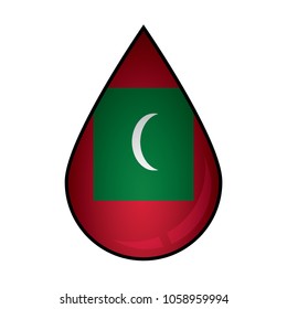 The Maldives  flag painted on 3D water drop