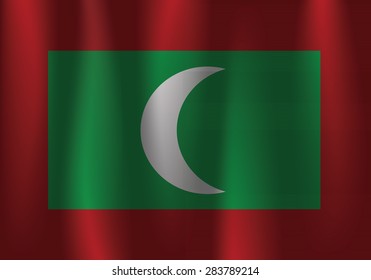 Maldives flag pattern on the fabric texture ,vintage style