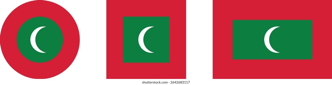 
Maldives flag PNG vector. Maldives square and round icon isolated on transparent PNG background. Maldives flag icon.