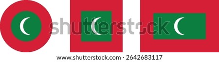 
Maldives flag PNG vector. Maldives square and round icon isolated on transparent PNG background. Maldives flag icon.