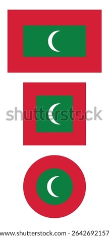 
Maldives flag PNG vector. Maldives square and round icon isolated on transparent PNG background. Maldives flag icon.