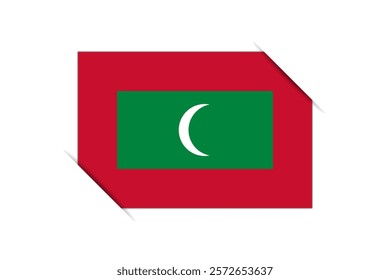 Maldives flag - rectangle colorful flag representing a country cultural identity and heritage. The essence of national pride and unity. Attached by the corners in a paper album