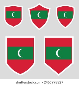 Maldives Flag Set in Shield Frame