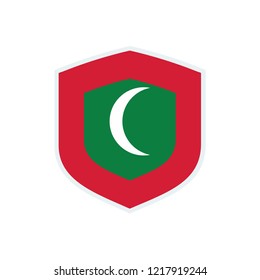 Maldives flag. Maldives shield flag.