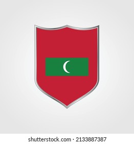 Maldives Flag with Shield Frame