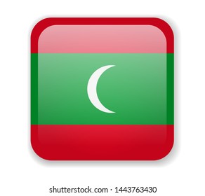 Maldives Flag. Square bright Icon. Vector Illustration