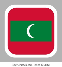 Maldives flag square flat vector with rounded corners and white border, vector illustration