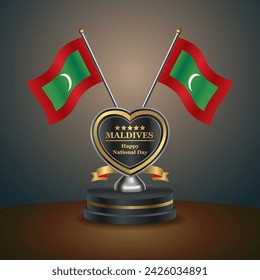 Maldives flag in a stand on table. Vector Illustration