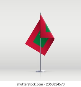 Maldives flag state symbol isolated on background national banner. Greeting card National Independence Day of the Republic of Maldives. Illustration banner with realistic state flag.