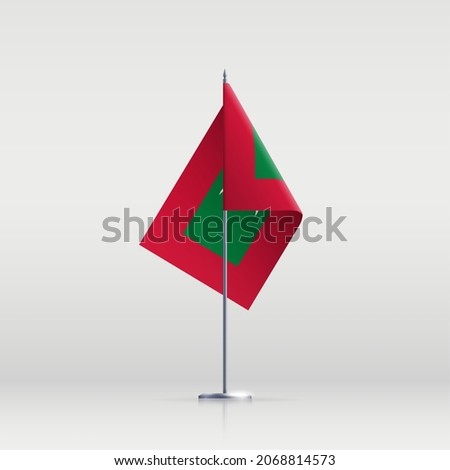 Maldives flag state symbol isolated on background national banner. Greeting card National Independence Day of the Republic of Maldives. Illustration banner with realistic state flag.