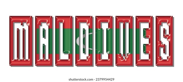 MALDIVES-Flag-Schriftart, 3D-MALDIVES-bunter Hintergrund, MALDIVES-Flag, Vektorgrafik