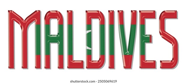 Maldives flag text font, 3D Maldives flag colorful background, Maldives flag vector illustration