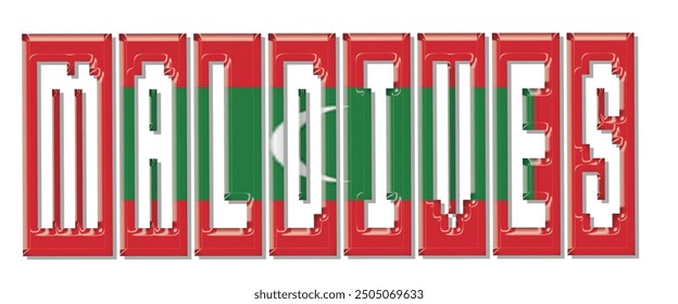 Maldives flag text font, 3D Maldives flag colorful background, Maldives flag vector illustration
