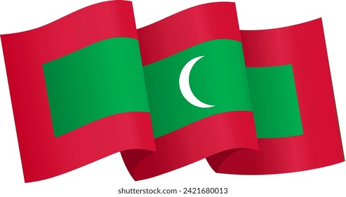 Maldives flag wave isolated on png or transparent background vector illustration.