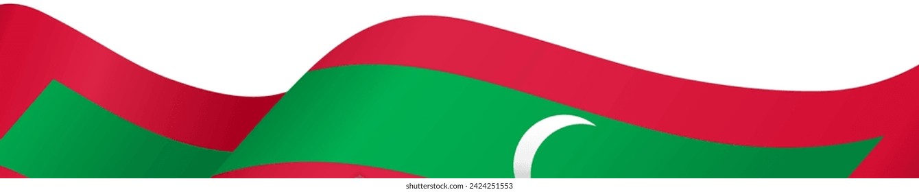 Onda de la bandera de Maldivas aislada en png o ilustración vectorial de fondo transparente.