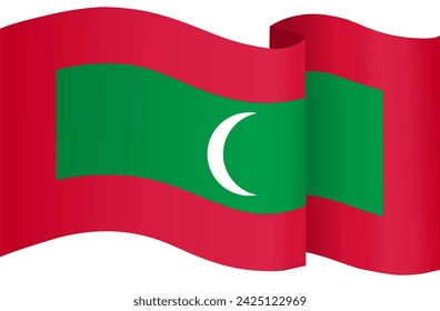 Maldives flag wave isolated on png or transparent background vector illustration.