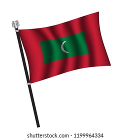Maldives flag , flag of Maldives waving on flag pole, vector illustration EPS 10.