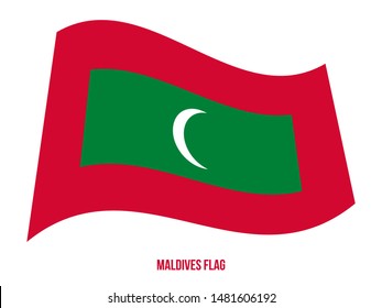 Maldives Flag Waving Vector Illustration on White Background. Maldives National Flag.